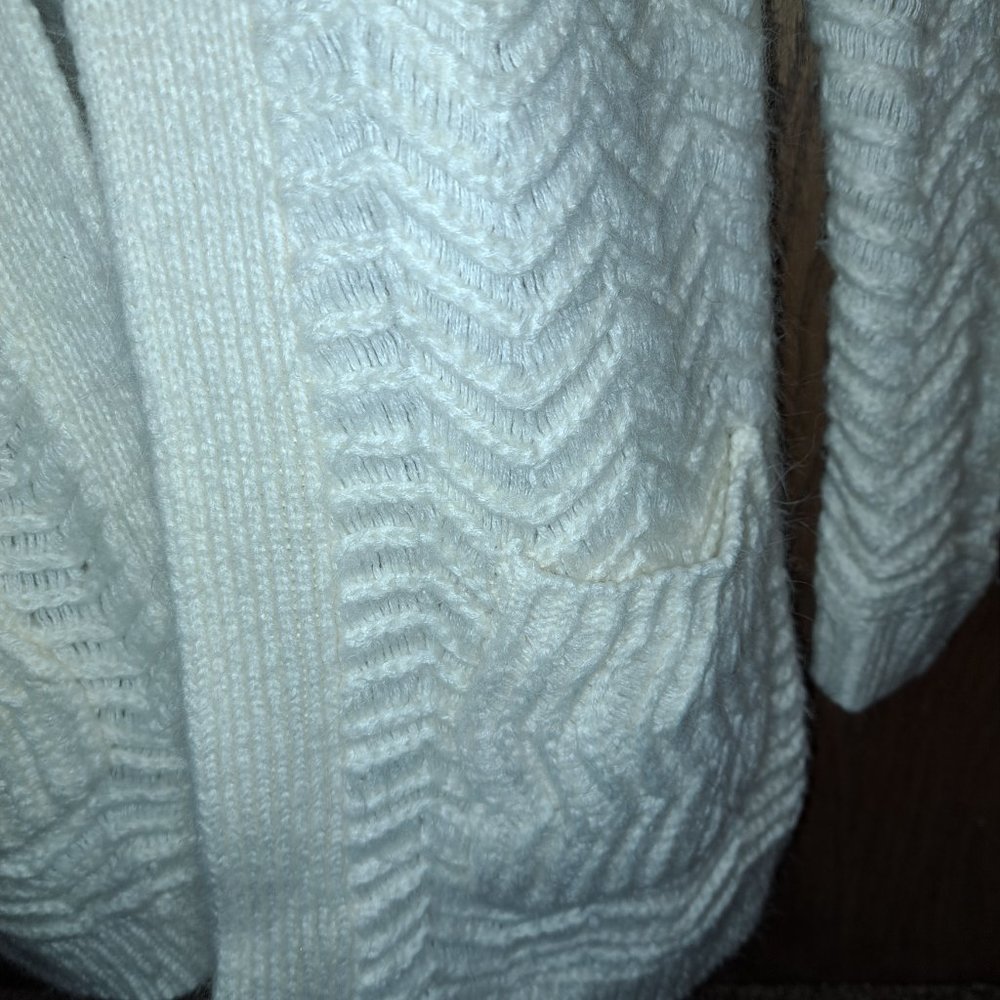 Massimo White Open Sweater With Pockets size Medium - Picture 3 of 7